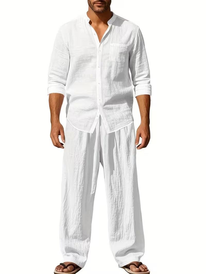 Men's Casual 2-Piece Long Sleeve Shirt & Pants Set