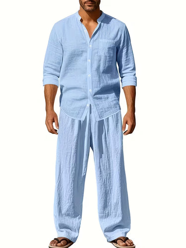 Men's Casual 2-Piece Long Sleeve Shirt & Pants Set
