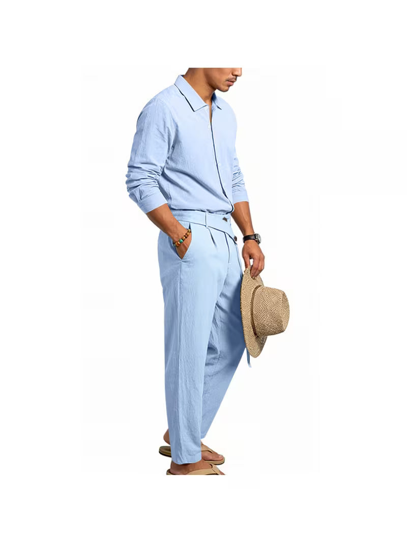 Men's Linen 2-Piece Shirt & Pants Summer Set