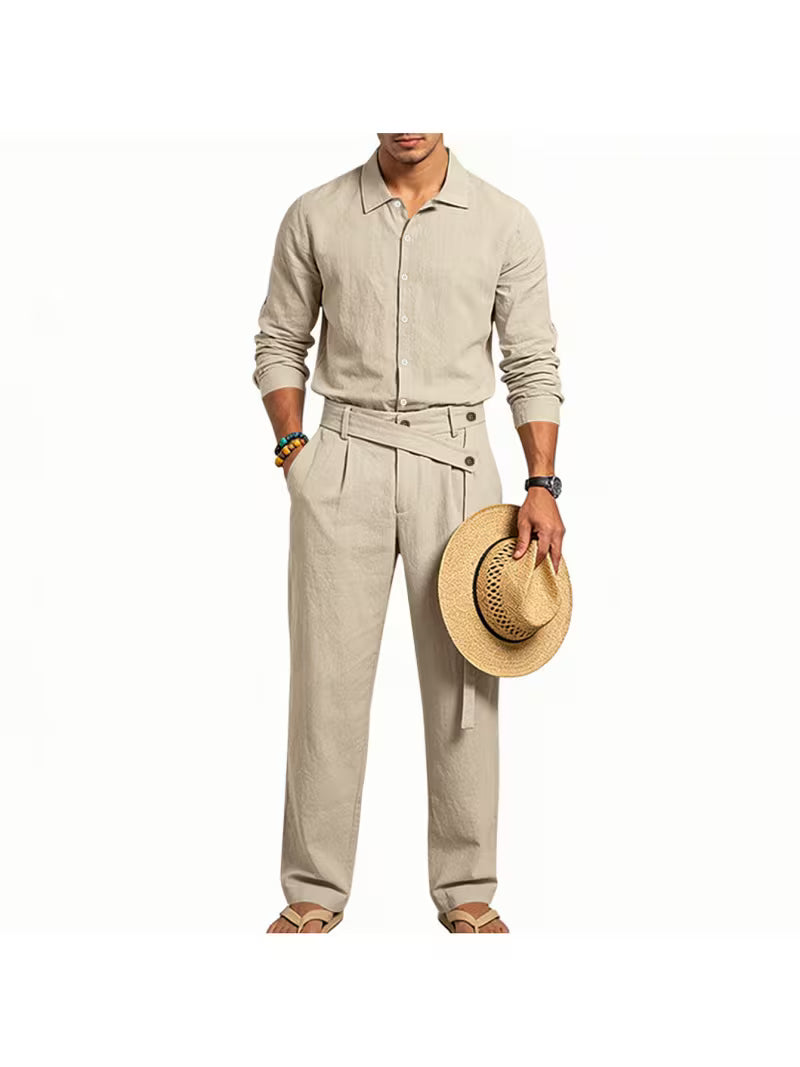 Men's Linen 2-Piece Shirt & Pants Summer Set
