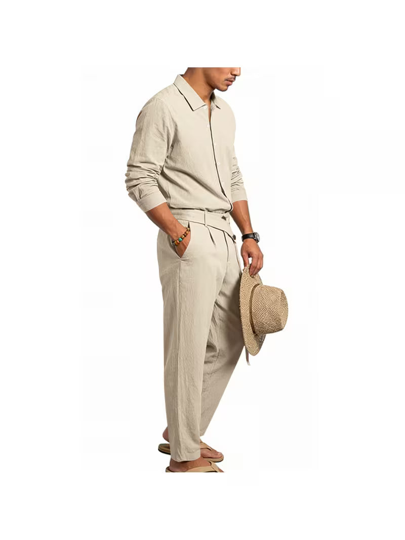 Men's Linen 2-Piece Shirt & Pants Summer Set