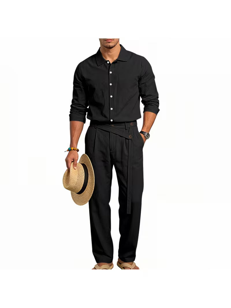 Men's Linen 2-Piece Shirt & Pants Summer Set