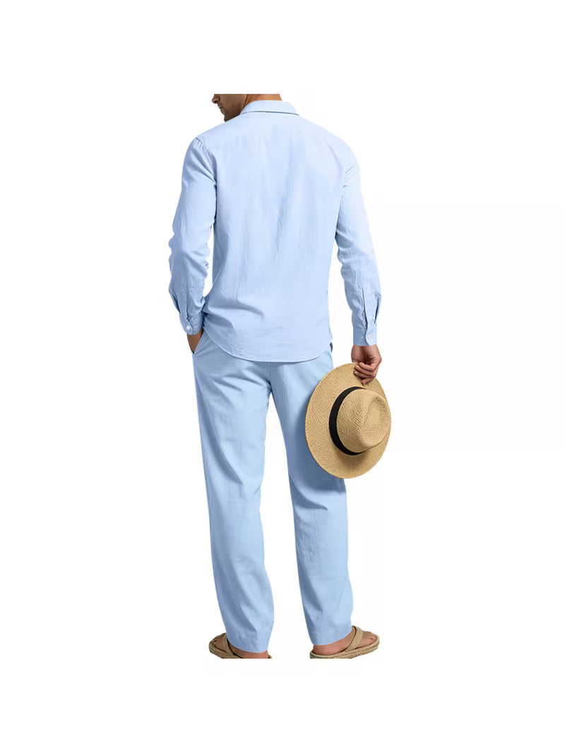 Men's Linen 2-Piece Shirt & Pants Summer Set