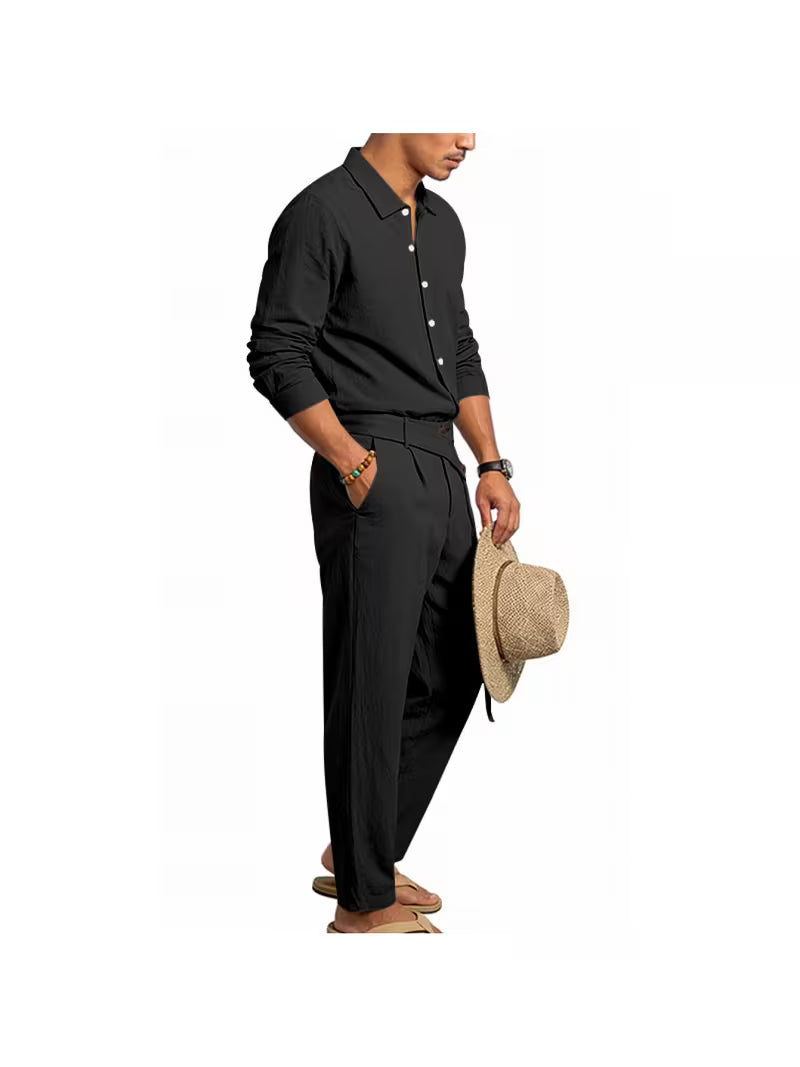 Men's Linen 2-Piece Shirt & Pants Summer Set