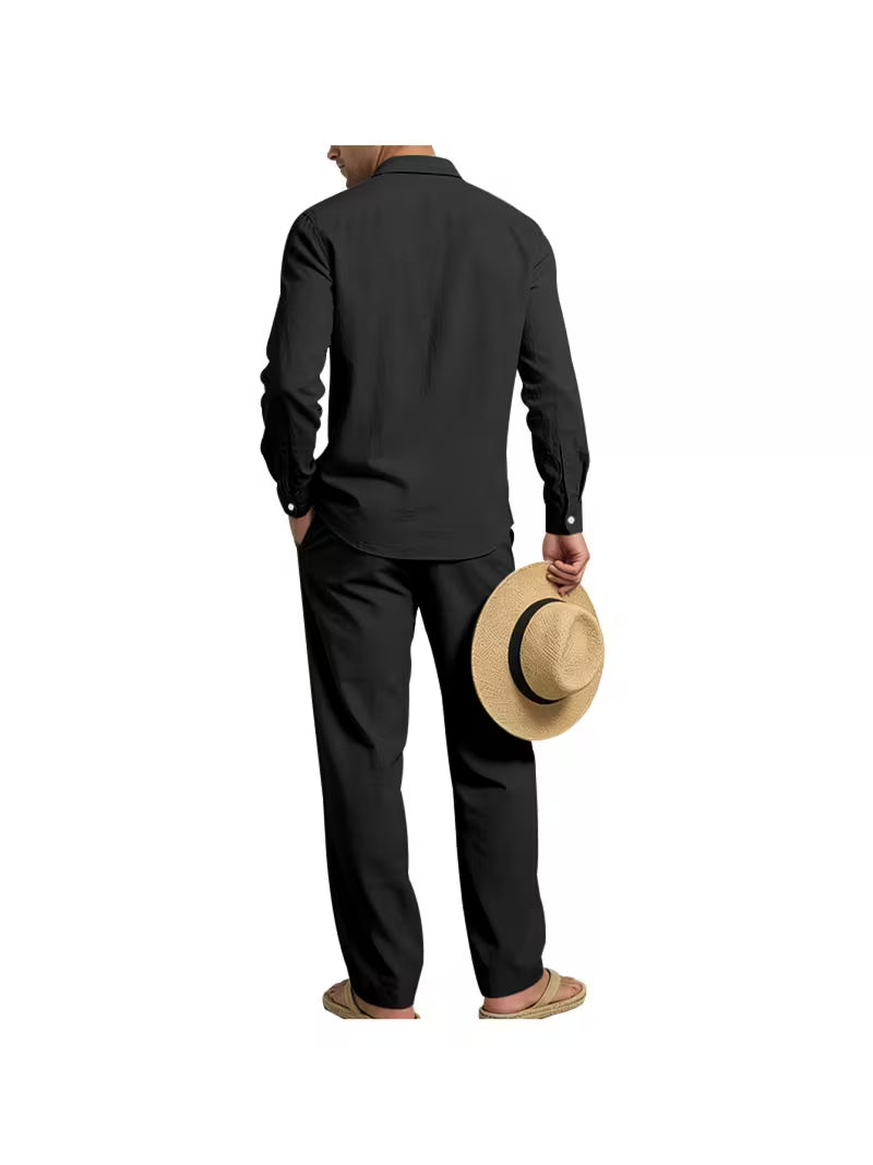 Men's Linen 2-Piece Shirt & Pants Summer Set