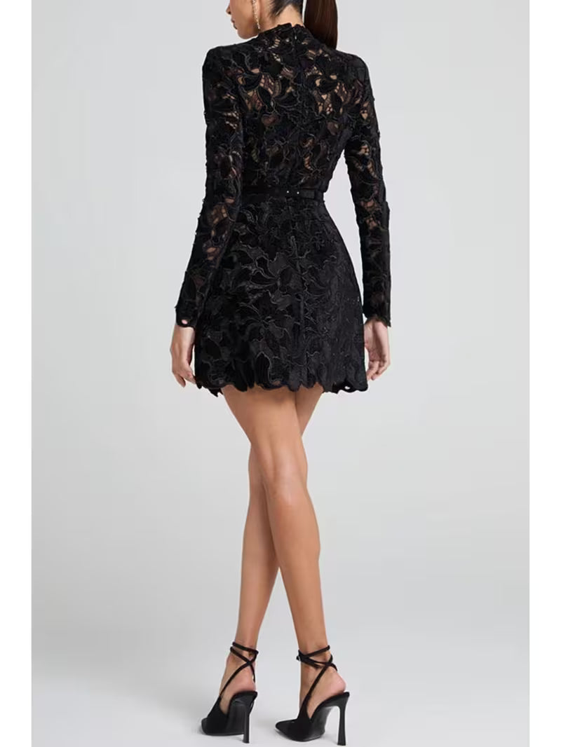 Women's Long Sleeve Zip Front Casual Party Dress