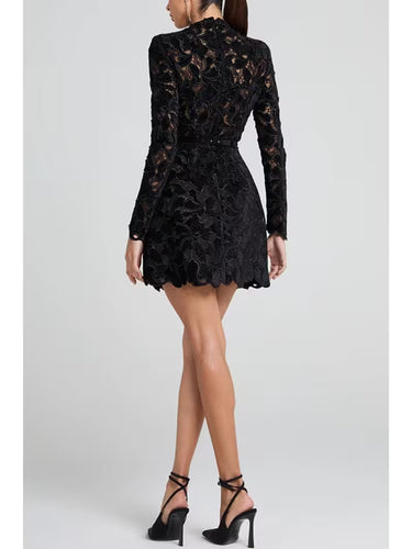 Women's Long Sleeve Zip Front Casual Party Dress