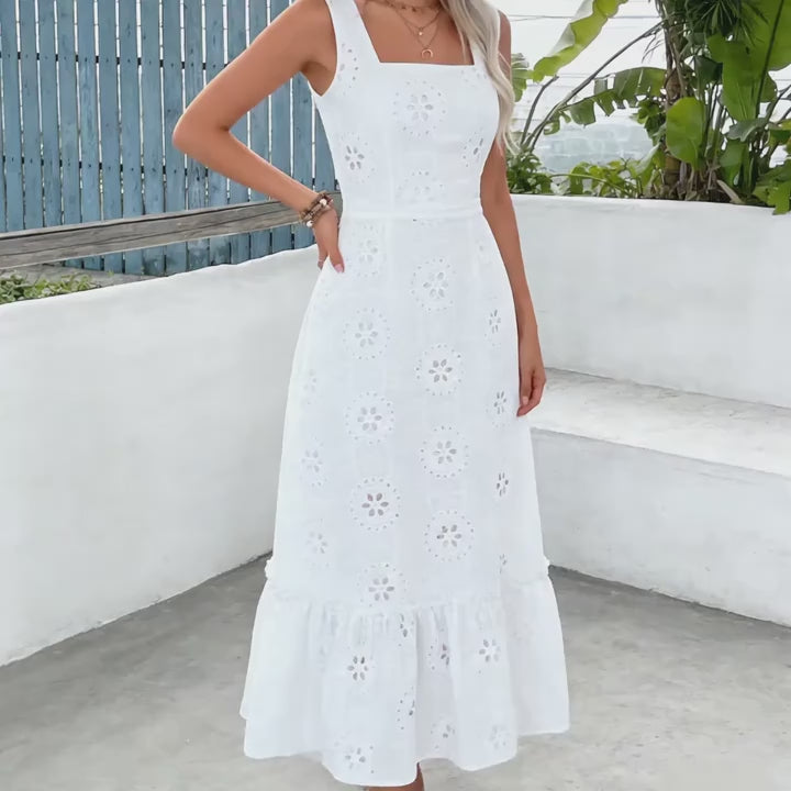 Elegant French Lace Boho Cami Maxi Dress
